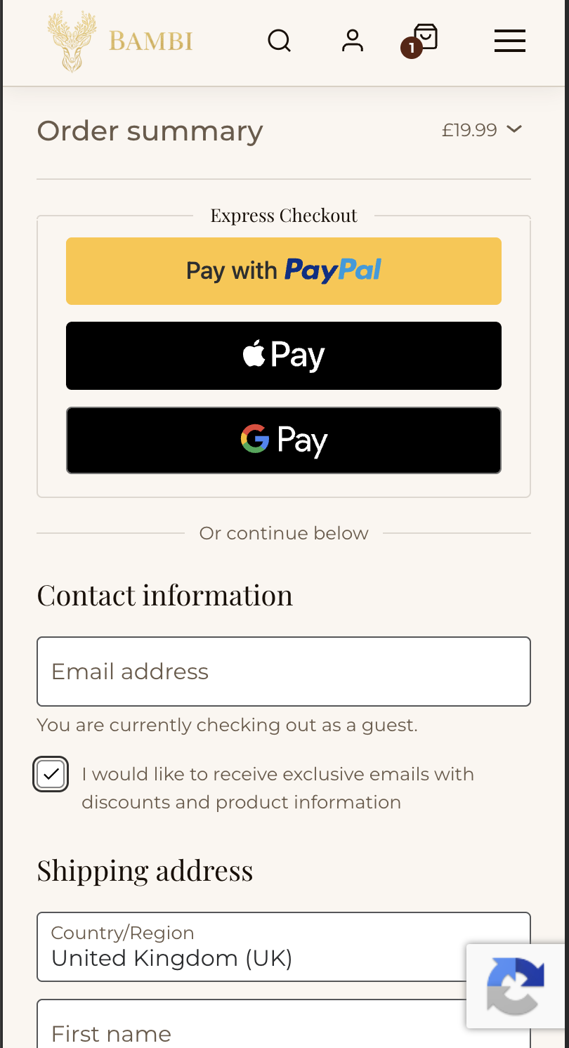 Bambi's Lifestyle ecommerce website screenshot